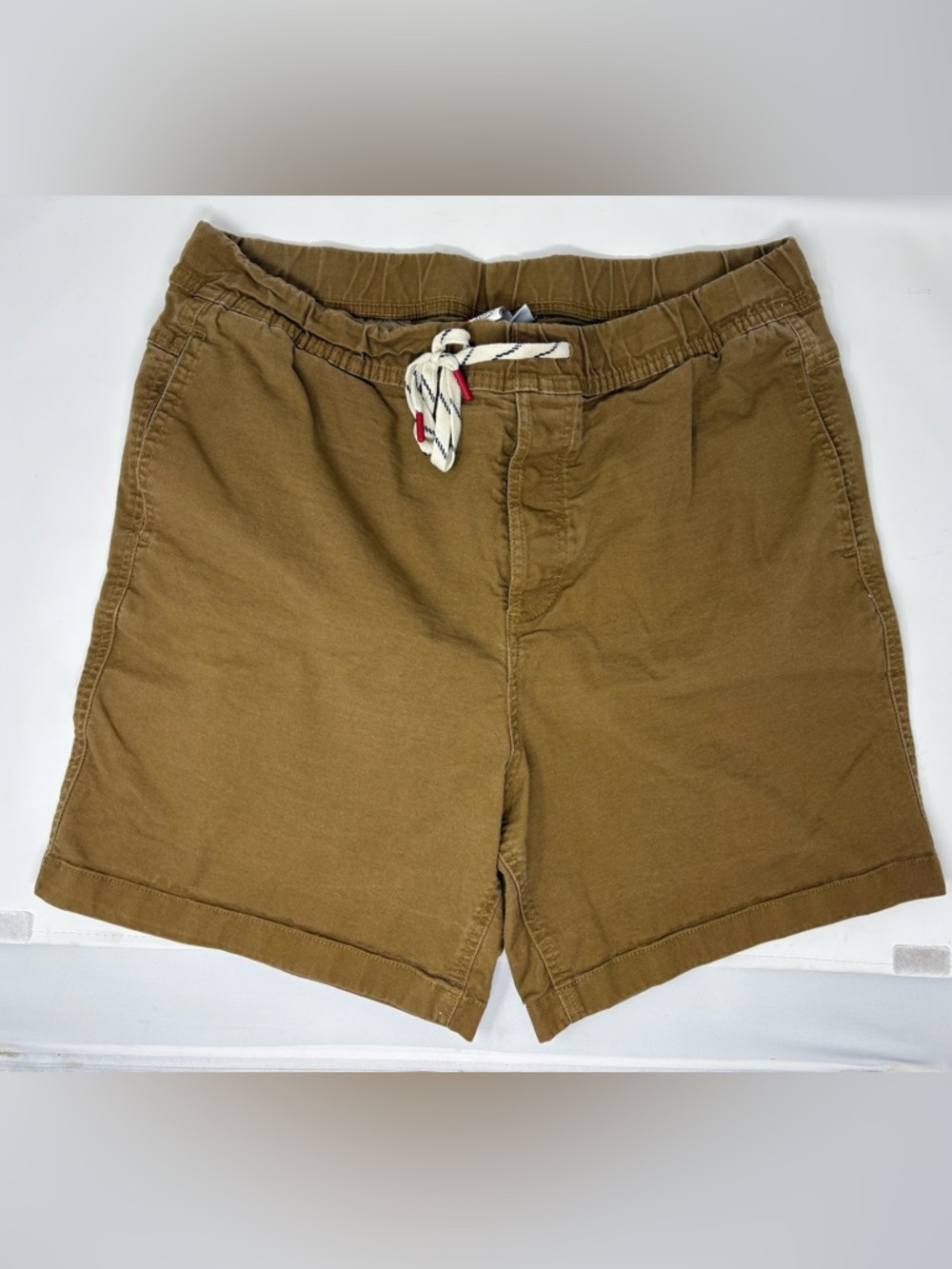 Topo Designs Organic Cotton Canvas Dirt Brown Shorts Sz XL 6” Inseam Drawstring